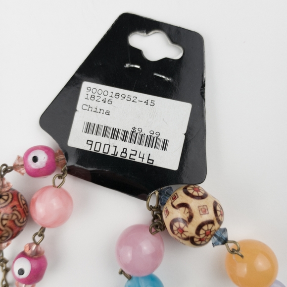 NWT Beaded Necklace Unique Double Chain Colorful Bright Multicolor Women's - Picture 6 of 6